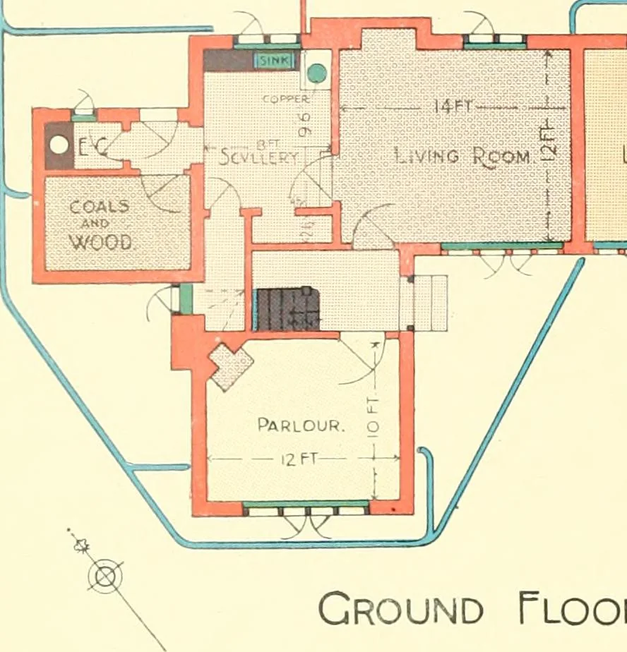 An illustration from The modern home : a book of British domestic architectvre for moderate incomes; a companion volvme to "The British home of to-day", 1906, leaf 29