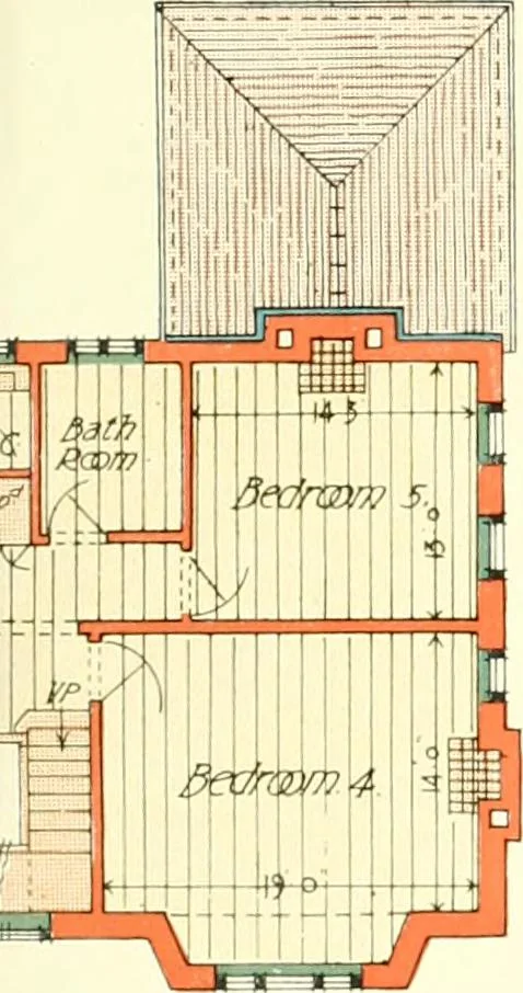 An illustration from The modern home : a book of British domestic architectvre for moderate incomes; a companion volvme to "The British home of to-day", 1906, leaf 56