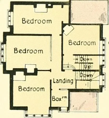 An illustration from The modern home : a book of British domestic architectvre for moderate incomes; a companion volvme to "The British home of to-day", 1906, leaf 57