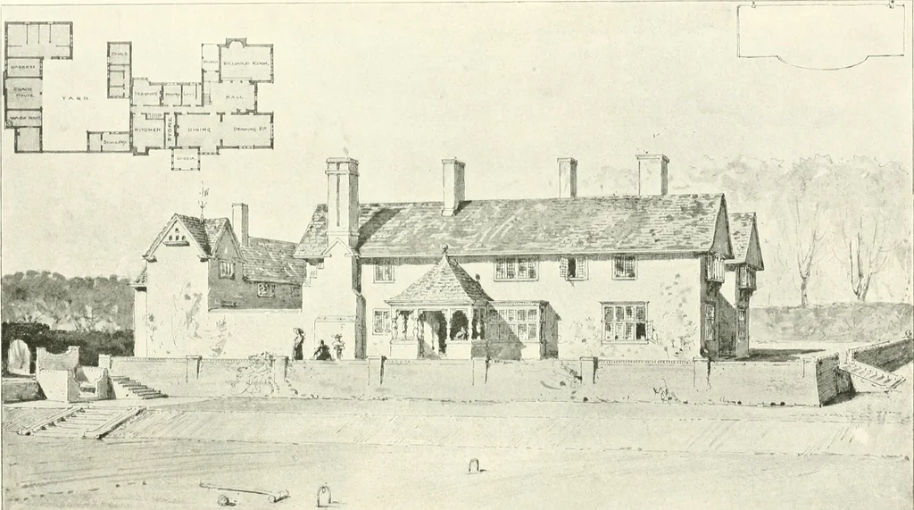 An illustration from The modern home : a book of British domestic architectvre for moderate incomes; a companion volvme to "The British home of to-day", 1906, leaf 59
