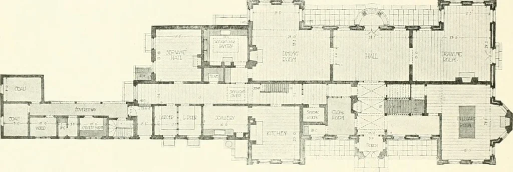 An illustration from The modern home : a book of British domestic architectvre for moderate incomes; a companion volvme to "The British home of to-day", 1906, leaf 61