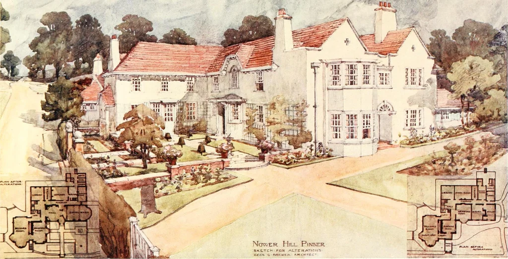 An illustration from The modern home : a book of British domestic architectvre for moderate incomes; a companion volvme to "The British home of to-day", 1906, leaf 66
