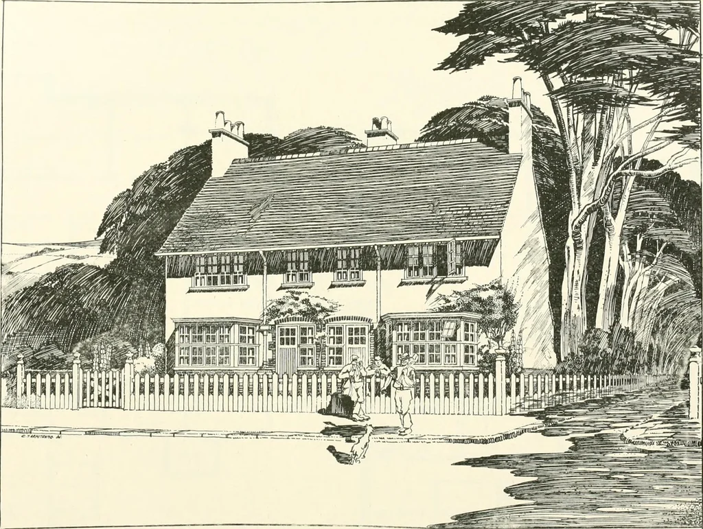 An illustration from The modern home : a book of British domestic architectvre for moderate incomes; a companion volvme to "The British home of to-day", 1906, leaf 69