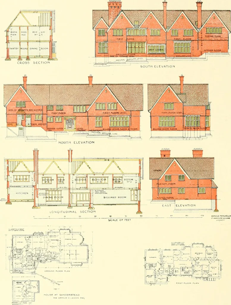 An illustration from The modern home : a book of British domestic architectvre for moderate incomes; a companion volvme to "The British home of to-day", 1906, leaf 79