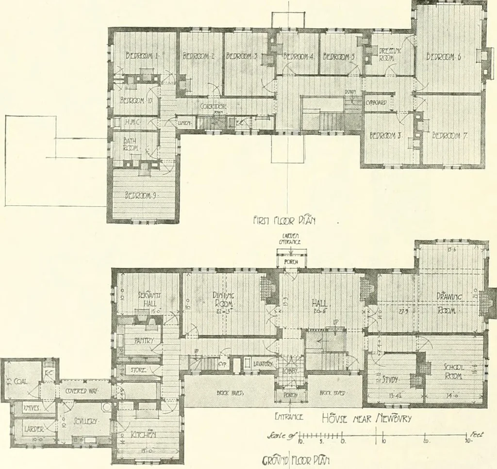 An illustration from The modern home : a book of British domestic architectvre for moderate incomes; a companion volvme to "The British home of to-day", 1906, leaf 81