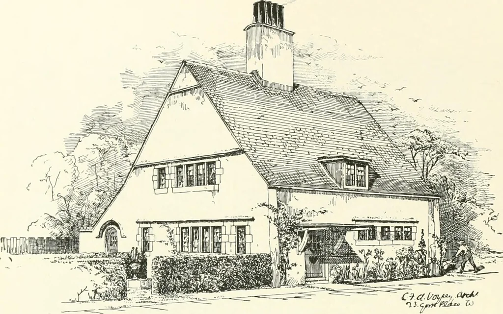 An illustration from The modern home : a book of British domestic architectvre for moderate incomes; a companion volvme to "The British home of to-day", 1906, leaf 85