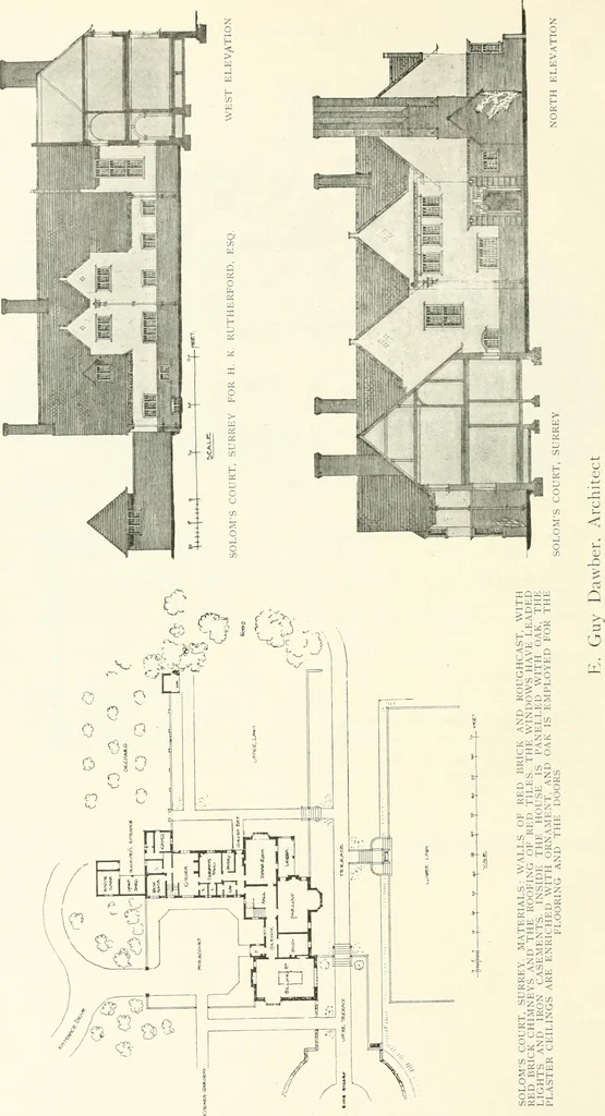 An illustration from The modern home : a book of British domestic architectvre for moderate incomes; a companion volvme to "The British home of to-day", 1906, leaf 87