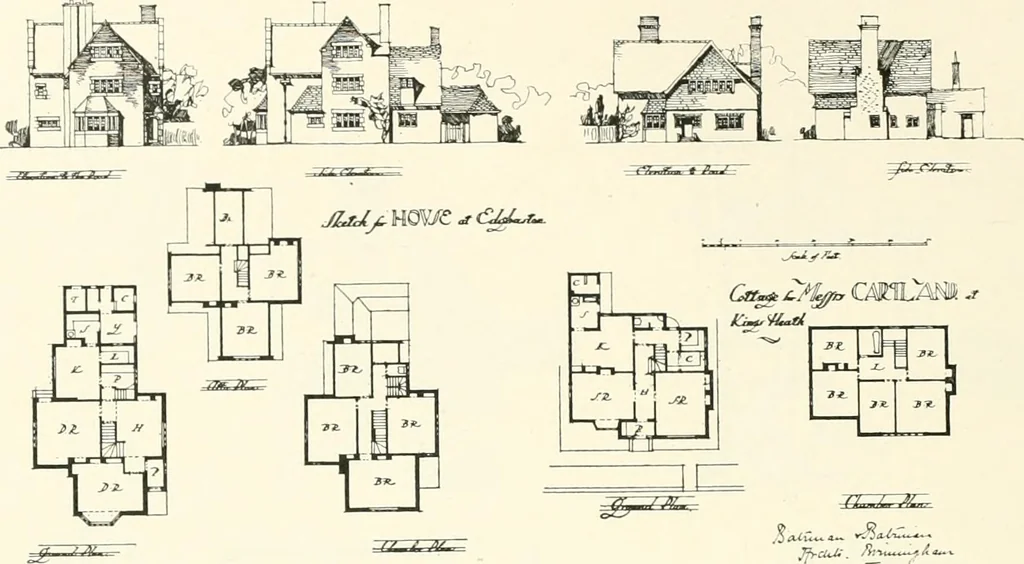 An illustration from The modern home : a book of British domestic architectvre for moderate incomes; a companion volvme to "The British home of to-day", 1906, leaf 91