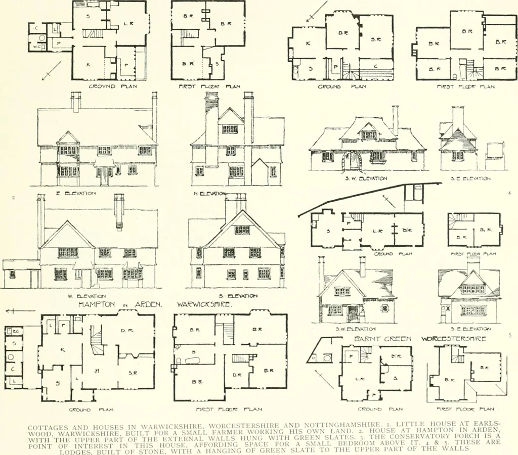 An illustration from The modern home : a book of British domestic architectvre for moderate incomes; a companion volvme to "The British home of to-day", 1906, leaf 92