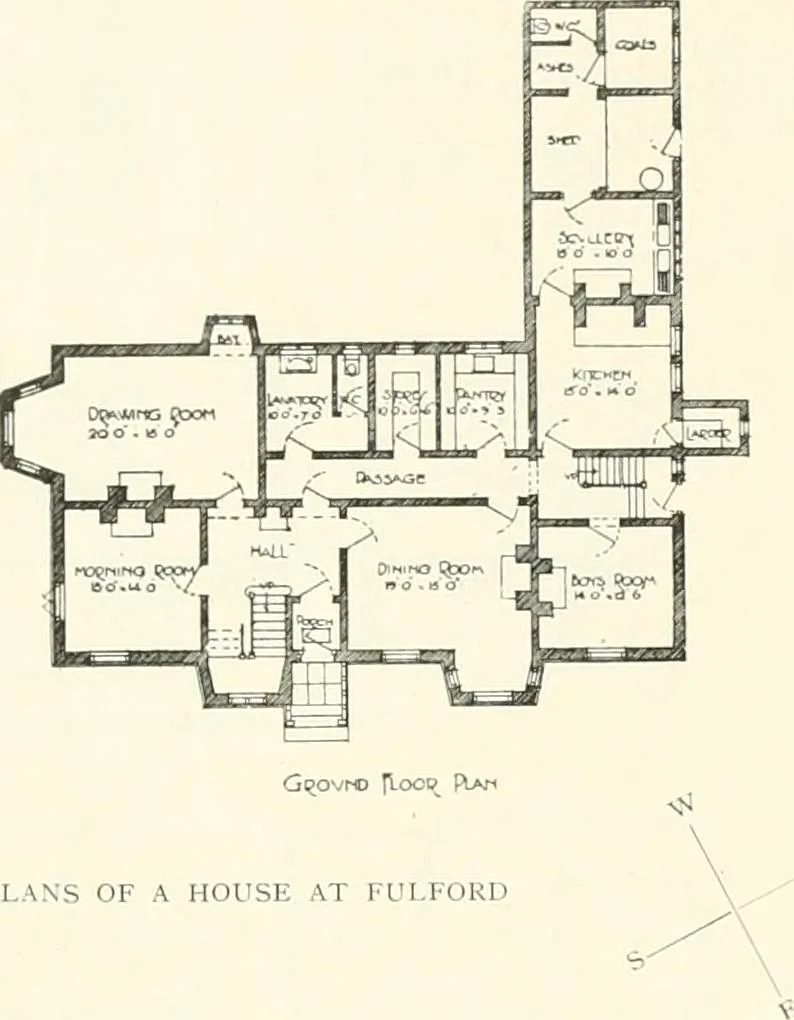 An illustration from The modern home : a book of British domestic architectvre for moderate incomes; a companion volvme to "The British home of to-day", 1906, leaf 93