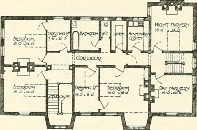 An illustration from The modern home : a book of British domestic architectvre for moderate incomes; a companion volvme to "The British home of to-day", 1906, leaf 93