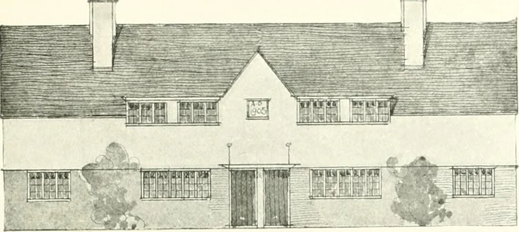 An illustration from The modern home : a book of British domestic architectvre for moderate incomes; a companion volvme to "The British home of to-day", 1906, leaf 94