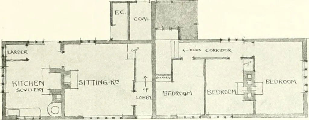 An illustration from The modern home : a book of British domestic architectvre for moderate incomes; a companion volvme to "The British home of to-day", 1906, leaf 94