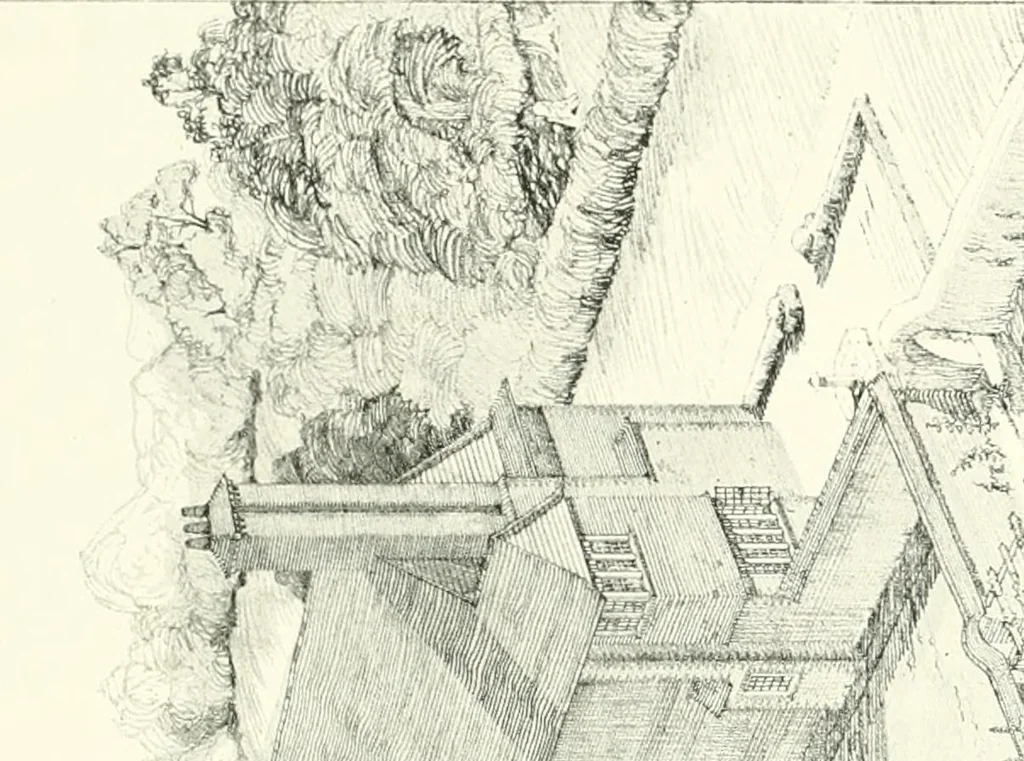 An illustration from The modern home : a book of British domestic architectvre for moderate incomes; a companion volvme to "The British home of to-day", 1906, leaf 96