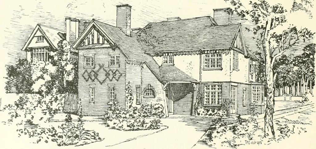 An illustration from The modern home : a book of British domestic architectvre for moderate incomes; a companion volvme to "The British home of to-day", 1906, leaf 97
