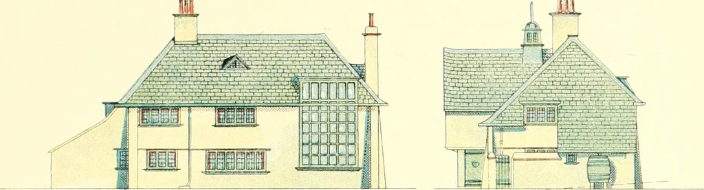 An illustration from The modern home : a book of British domestic architectvre for moderate incomes; a companion volvme to "The British home of to-day", 1906, leaf 98