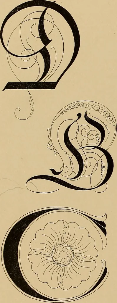 An illustration from Modern lettering, artistic and practical; a thorough and practical text-book for use in schools and colleges and for the self-instruction of architects, artists, decorators and sign writers; the construction of pen and ink designs for commercial uses; advertisements, letter heads, business cards, inscriptions, memorials, resolutions, etc., 1913, leaf 143
