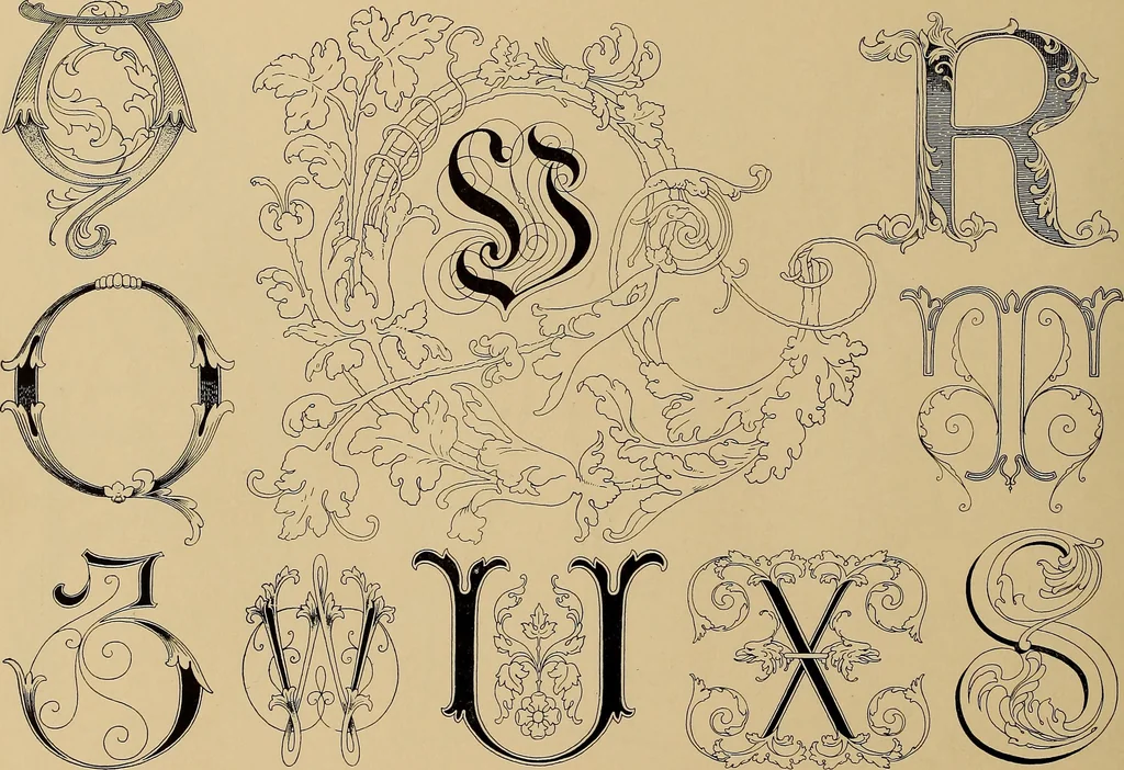 An illustration from Modern lettering, artistic and practical; a thorough and practical text-book for use in schools and colleges and for the self-instruction of architects, artists, decorators and sign writers; the construction of pen and ink designs for commercial uses; advertisements, letter heads, business cards, inscriptions, memorials, resolutions, etc., 1913, leaf 145