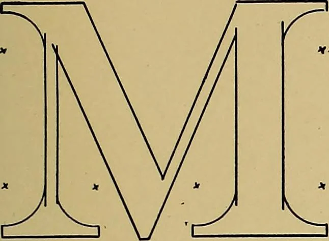 An illustration from Modern lettering, artistic and practical; a thorough and practical text-book for use in schools and colleges and for the self-instruction of architects, artists, decorators and sign writers; the construction of pen and ink designs for commercial uses; advertisements, letter heads, business cards, inscriptions, memorials, resolutions, etc., 1913, leaf 34