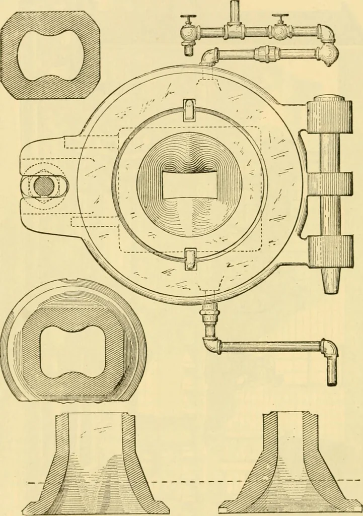 An illustration from Modern mechanism, exhibiting the latest progress in machines, motors, and the transmission of power, being a supplementary volume to Appletons' cyclopaedia of applied mechanics, 1892, leaf 109