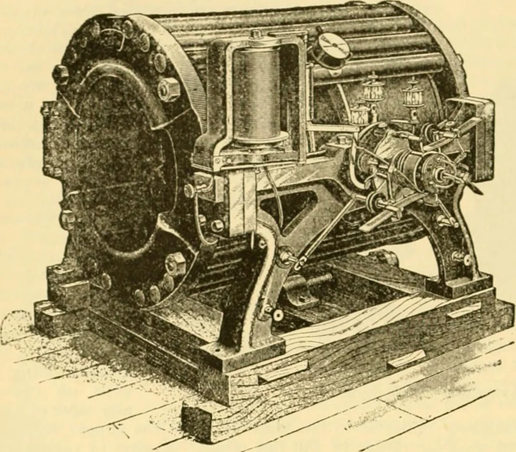 An illustration from Modern mechanism, exhibiting the latest progress in machines, motors, and the transmission of power, being a supplementary volume to Appletons' cyclopaedia of applied mechanics, 1892, leaf 227