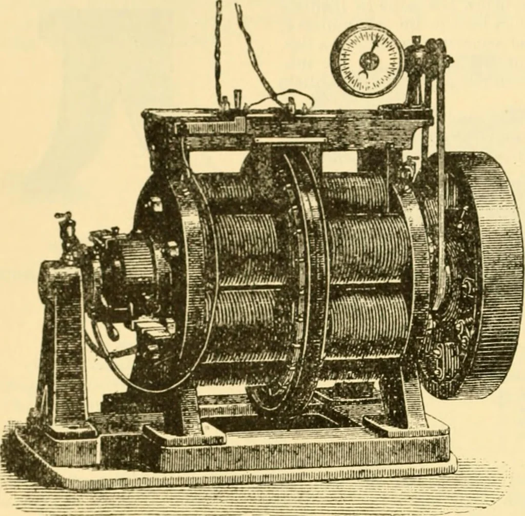 An illustration from Modern mechanism, exhibiting the latest progress in machines, motors, and the transmission of power, being a supplementary volume to Appletons' cyclopaedia of applied mechanics, 1892, leaf 249