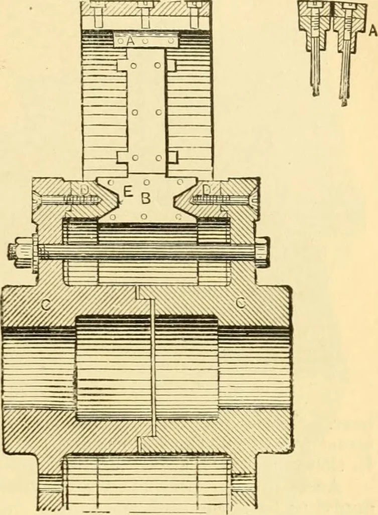 An illustration from Modern mechanism, exhibiting the latest progress in machines, motors, and the transmission of power, being a supplementary volume to Appletons' cyclopaedia of applied mechanics, 1892, leaf 250