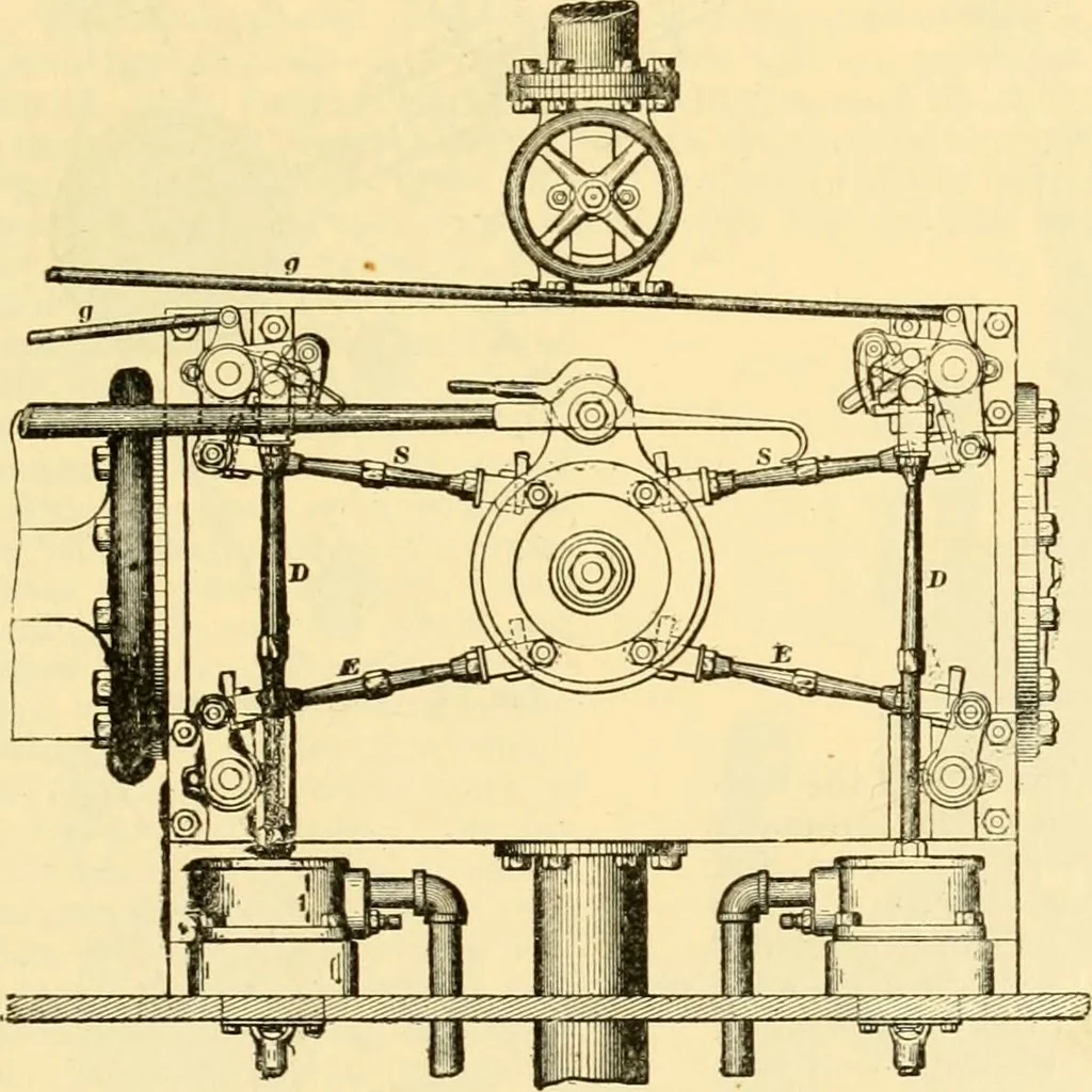 An illustration from Modern mechanism, exhibiting the latest progress in machines, motors, and the transmission of power, being a supplementary volume to Appletons' cyclopaedia of applied mechanics, 1892, leaf 334