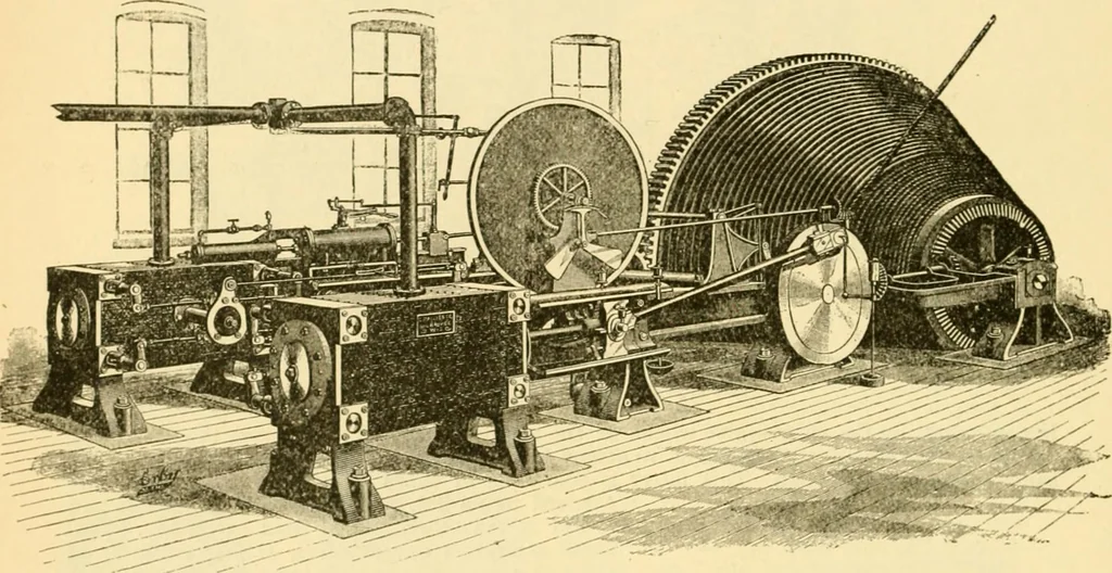 An illustration from Modern mechanism, exhibiting the latest progress in machines, motors, and the transmission of power, being a supplementary volume to Appletons' cyclopaedia of applied mechanics, 1892, leaf 343
