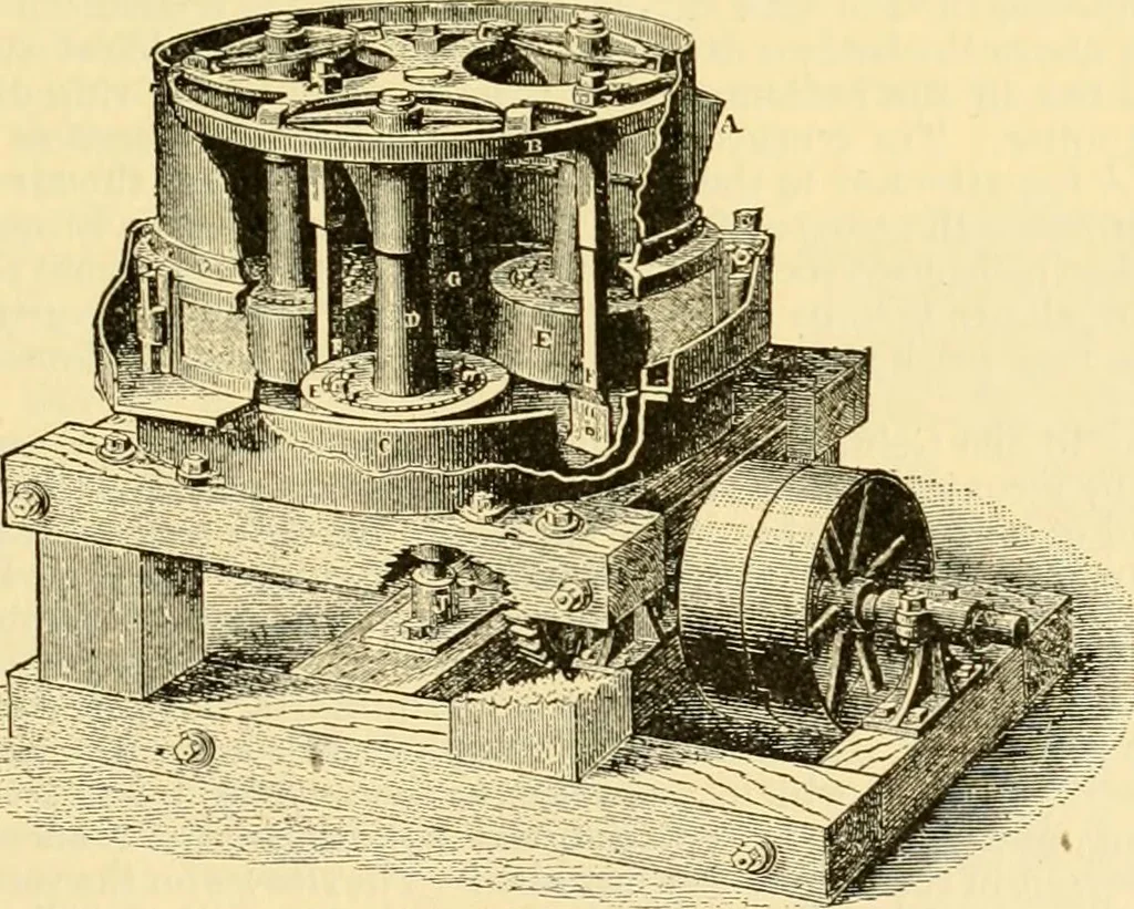 An illustration from Modern mechanism, exhibiting the latest progress in machines, motors, and the transmission of power, being a supplementary volume to Appletons' cyclopaedia of applied mechanics, 1892, leaf 612
