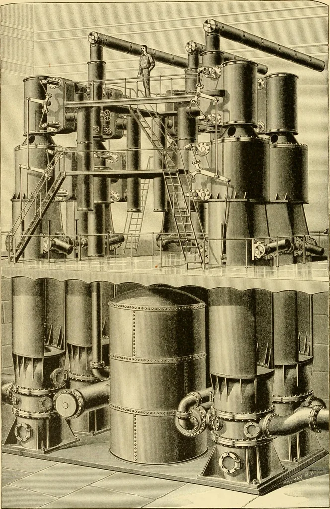 An illustration from Modern mechanism, exhibiting the latest progress in machines, motors, and the transmission of power, being a supplementary volume to Appletons' cyclopaedia of applied mechanics, 1892, leaf 711