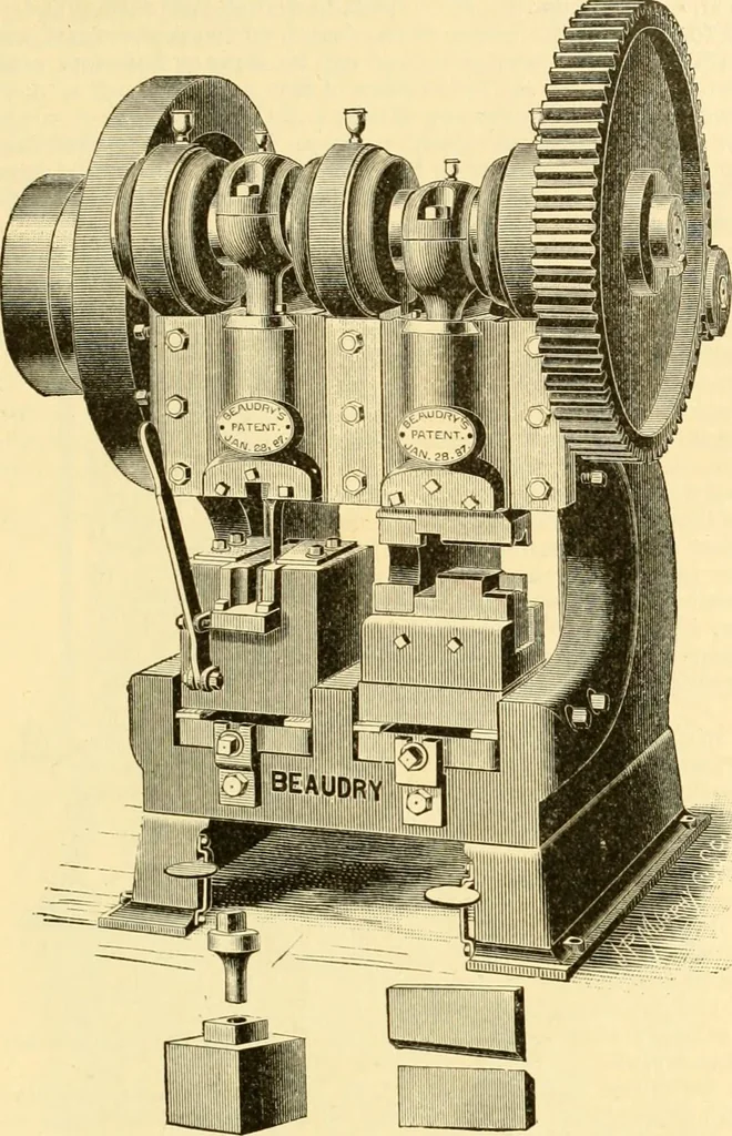 An illustration from Modern mechanism, exhibiting the latest progress in machines, motors, and the transmission of power, being a supplementary volume to Appletons' cyclopaedia of applied mechanics, 1892, leaf 726