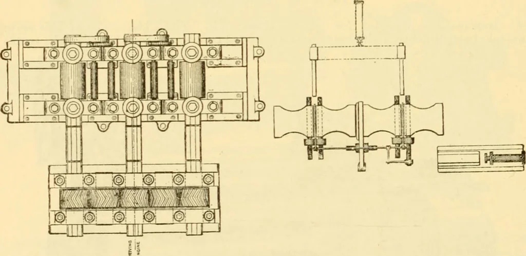 An illustration from Modern mechanism, exhibiting the latest progress in machines, motors, and the transmission of power, being a supplementary volume to Appletons' cyclopaedia of applied mechanics, 1892, leaf 773