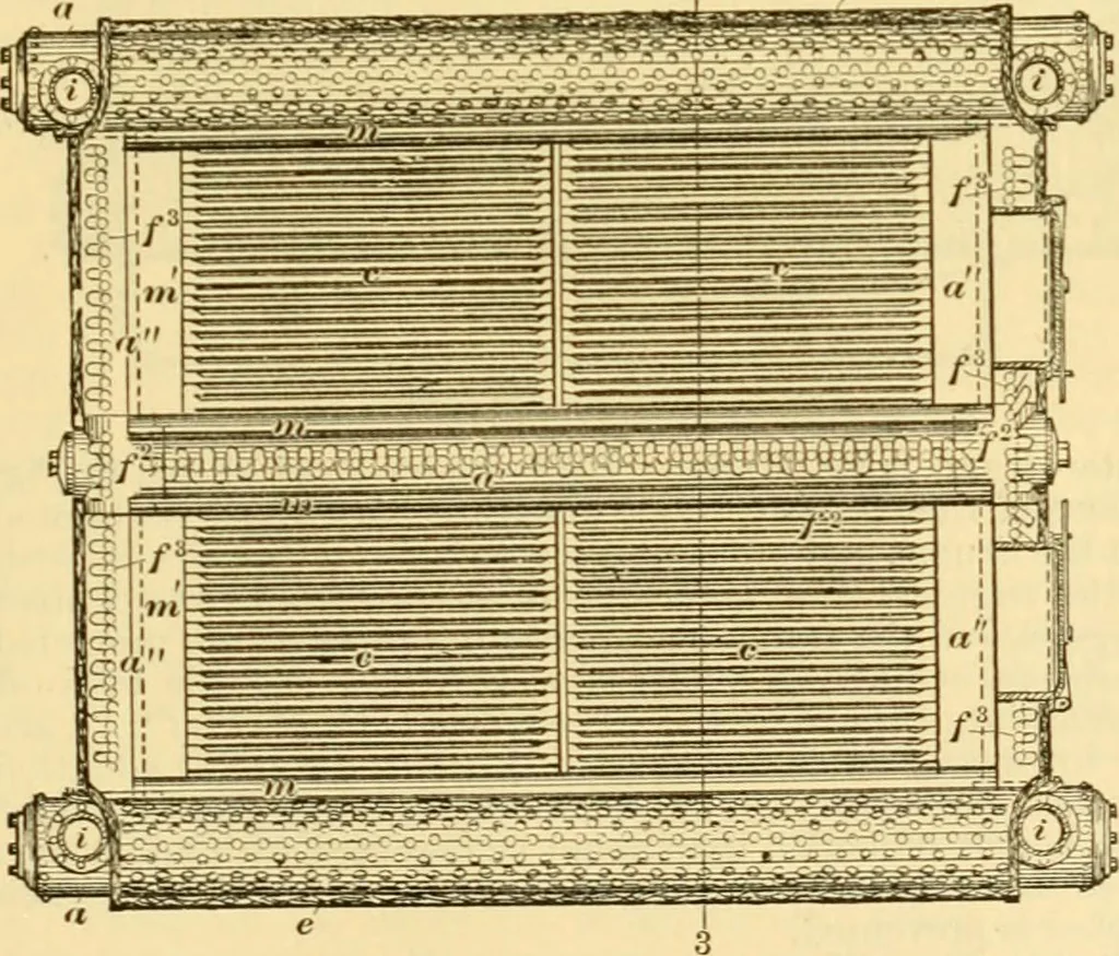 An illustration from Modern mechanism, exhibiting the latest progress in machines, motors, and the transmission of power, being a supplementary volume to Appletons' cyclopaedia of applied mechanics, 1892, leaf 78