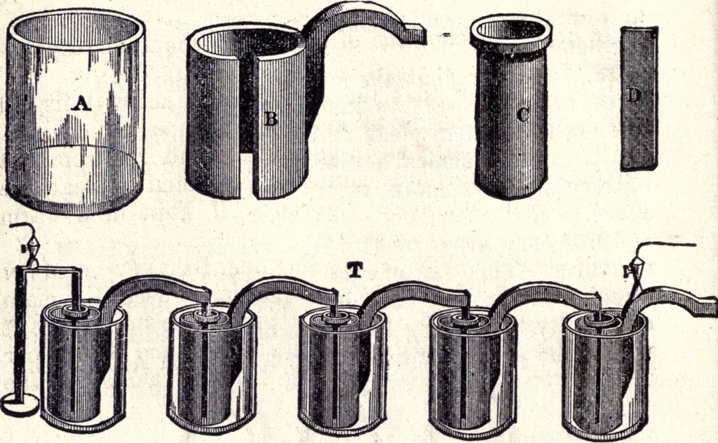 An illustration from Modern practice of the electric telegraph. A handbook for electricians and operators, 1872, leaf 23