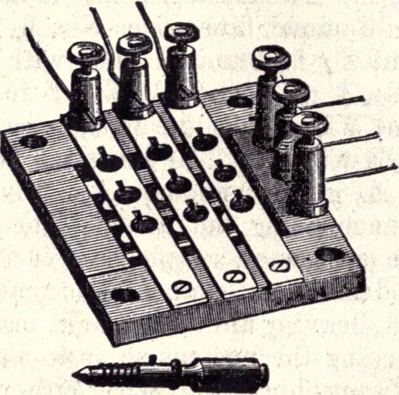 An illustration from Modern practice of the electric telegraph. A handbook for electricians and operators, 1872, leaf 55