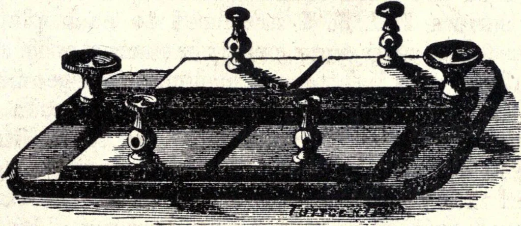 An illustration from Modern practice of the electric telegraph. A handbook for electricians and operators, 1872, leaf 56