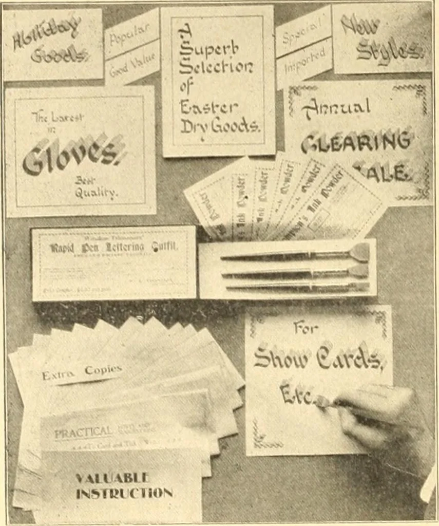 An illustration from Modern show card lettering, designs and advertising phases;, 1906, leaf 101