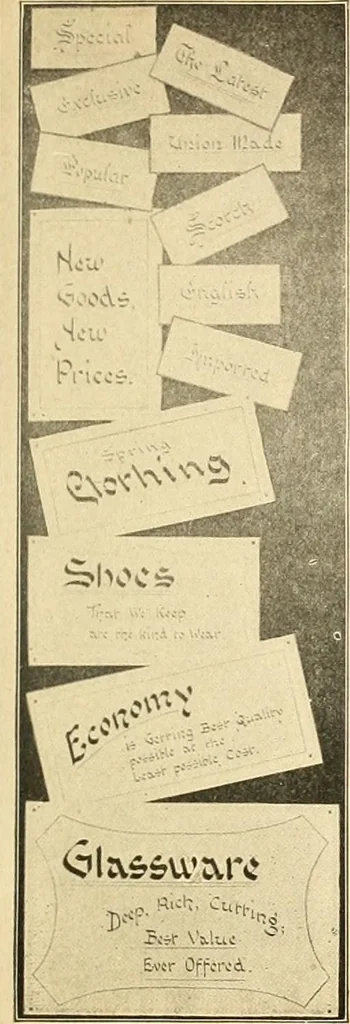 An illustration from Modern show card lettering, designs and advertising phases;, 1906, leaf 20