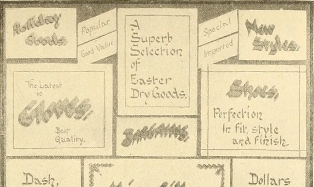 An illustration from Modern show card lettering, designs and advertising phases;, 1906, leaf 20