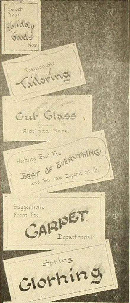 An illustration from Modern show card lettering, designs and advertising phases;, 1906, leaf 20