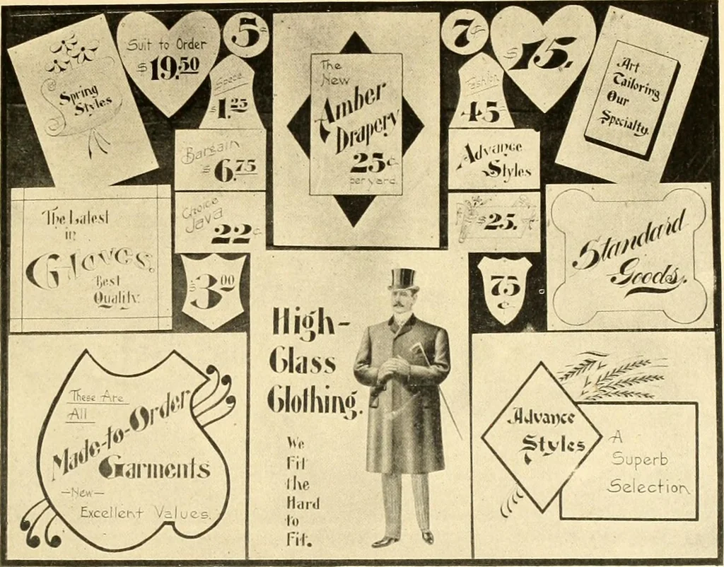 An illustration from Modern show card lettering, designs and advertising phases;, 1906, leaf 58
