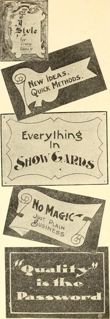 An illustration from Modern show card lettering, designs and advertising phases;, 1906, leaf 59