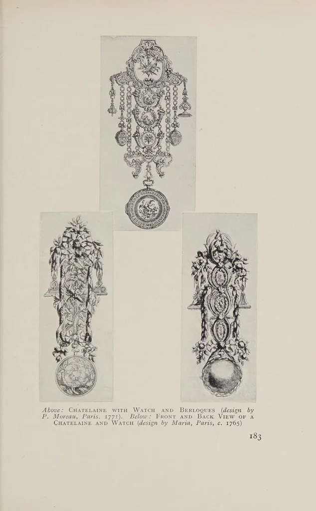 An illustration from Modes & manners ornaments: lace, fans, gloves, walking-sticks, parasols, jewelry and trinkets, 1929, leaf 229