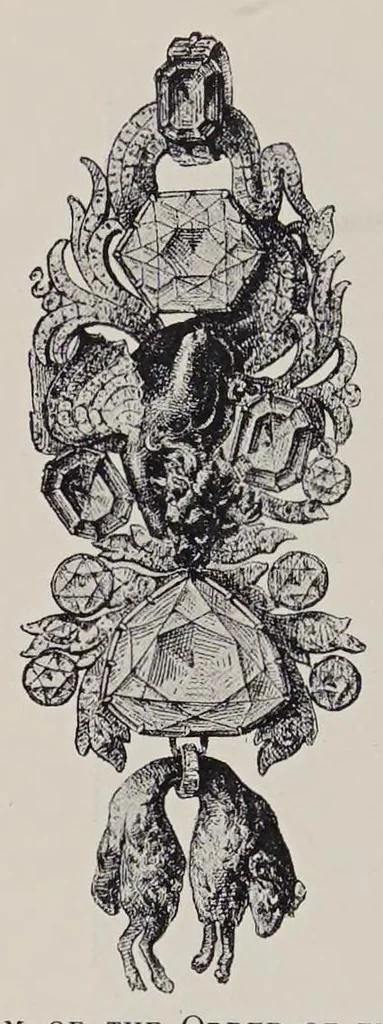 An illustration from Modes & manners ornaments: lace, fans, gloves, walking-sticks, parasols, jewelry and trinkets, 1929, leaf 254