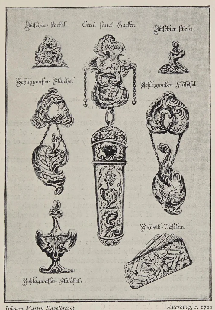 An illustration from Modes & manners ornaments: lace, fans, gloves, walking-sticks, parasols, jewelry and trinkets, 1929, leaf 269