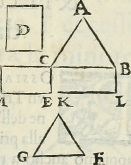 An illustration from Modo del dividere l'allvvioni da qvello di Bartolo, et de gli agrimensori diverso. Mostrato con ragioni mathematiche & con pratica, 1579, leaf 120