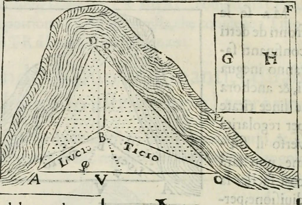 An illustration from Modo del dividere l'allvvioni da qvello di Bartolo, et de gli agrimensori diverso. Mostrato con ragioni mathematiche & con pratica, 1579, leaf 167
