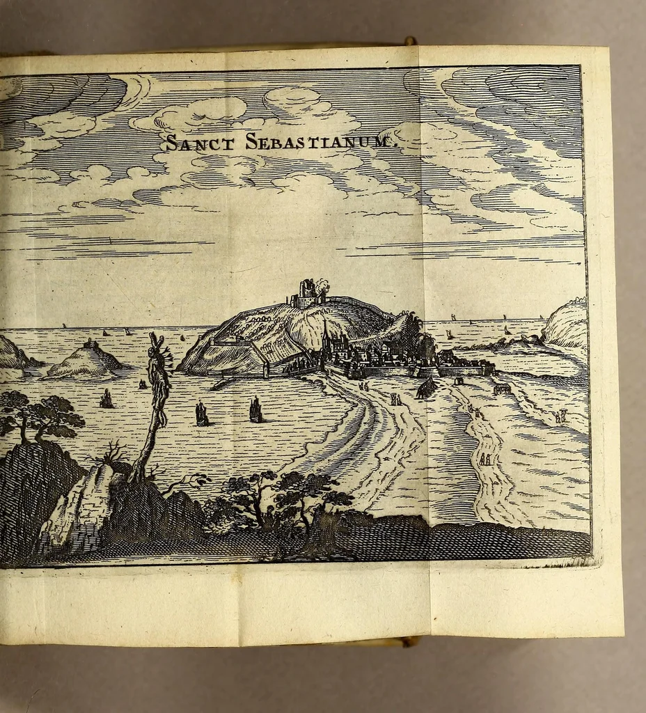 An illustration from Monarchia Hispanica ofte Een reys-beschryvinge, aller koninckrijken, vorstendommen, landen ende steden, door de gantsche werelt verspreyt, en onder der Spaenscher koningen gebiedt staende., 1659, leaf 187