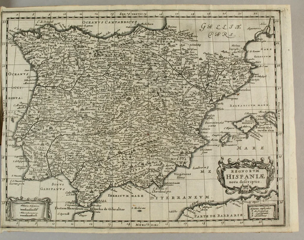 An illustration from Monarchia Hispanica ofte Een reys-beschryvinge, aller koninckrijken, vorstendommen, landen ende steden, door de gantsche werelt verspreyt, en onder der Spaenscher koningen gebiedt staende., 1659, leaf 33